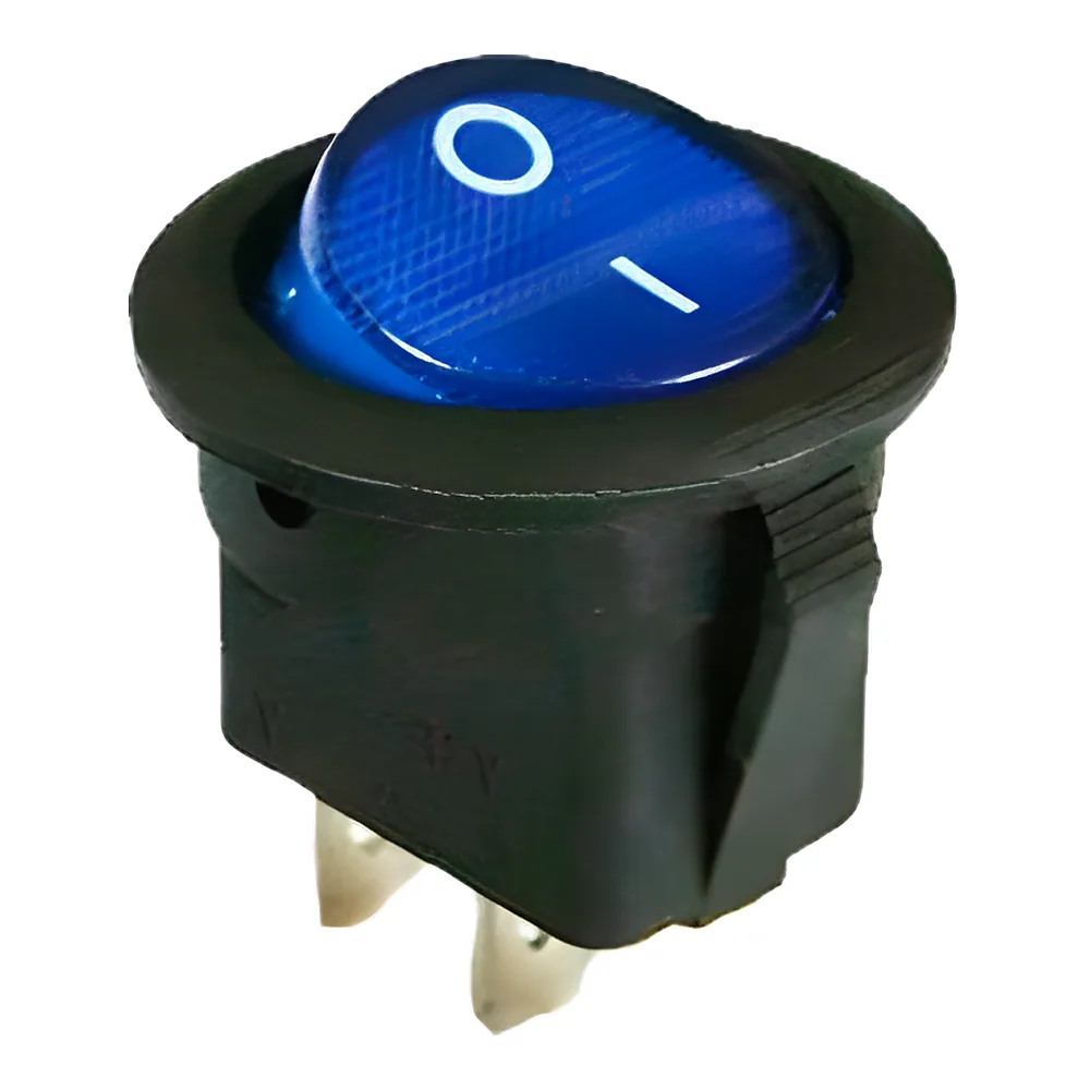 Перемикач KCD1-5-101 BL/B Перемикач 1 клав синій круглий чорний TECHNO SYSTEM TNSy5500709