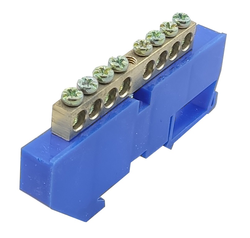 Нульова шина N на DIN-рейку ШЛІ6х9-8 синій TECHNO SYSTEM TNSy5500182