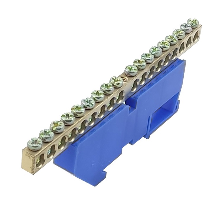 Нульова шина N на DIN-рейку ШЛІ6х9-18 синій TECHNO SYSTEM TNSy5500187