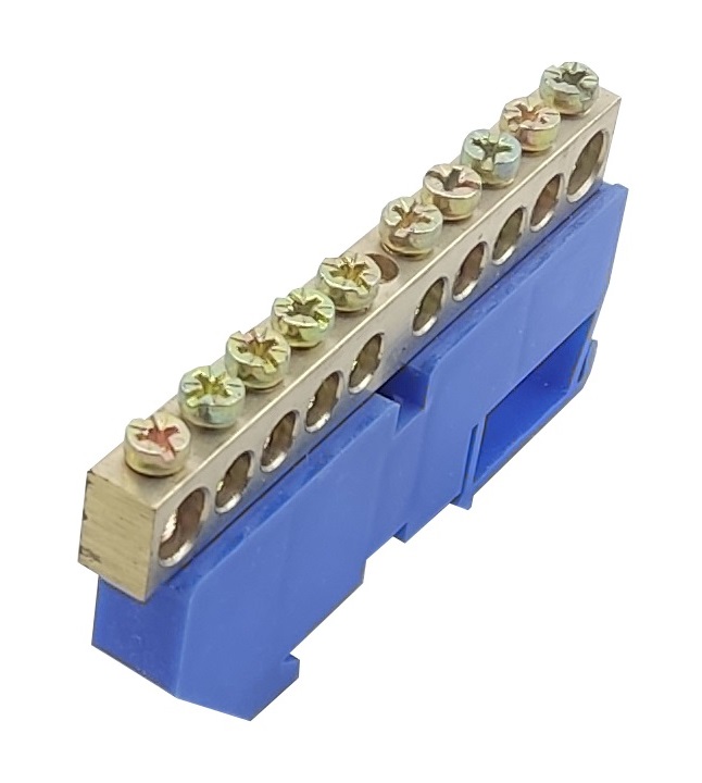 Нульова шина N на DIN-рейку ШЛІ8х12-10 синій TECHNO SYSTEM TNSy5500193