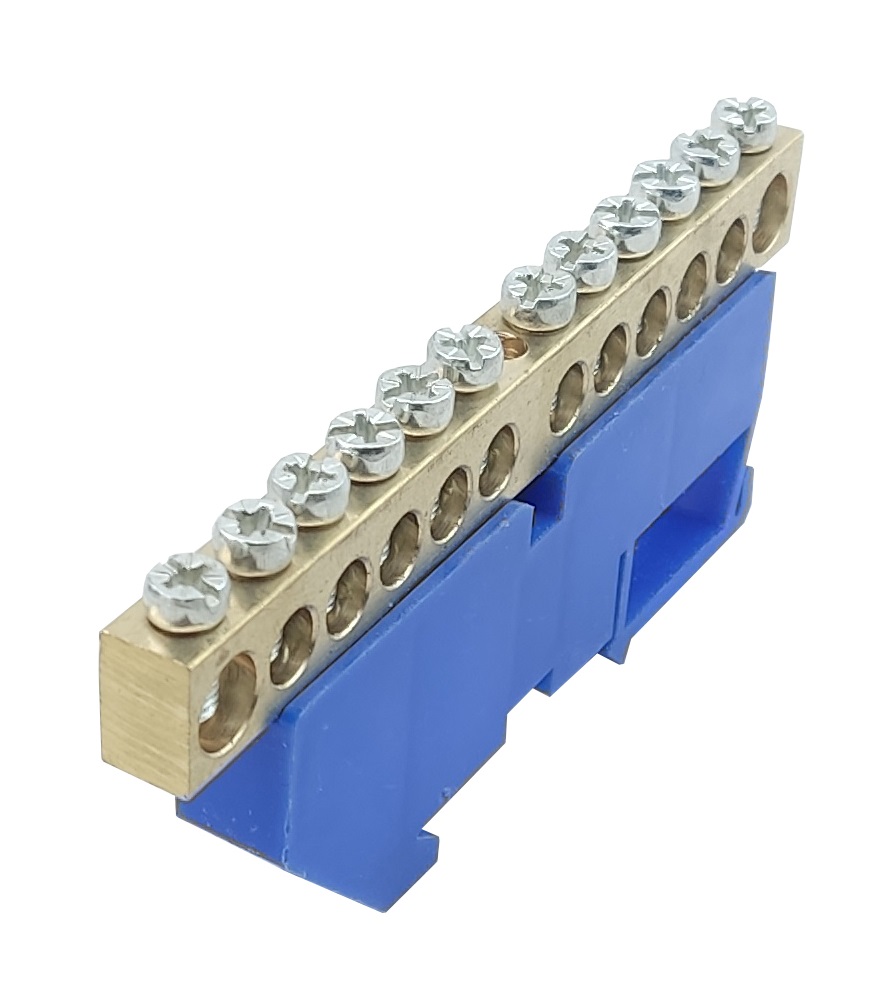 Нульова шина N на DIN-рейку ШЛІ8х12-12 синій TECHNO SYSTEM TNSy5500194