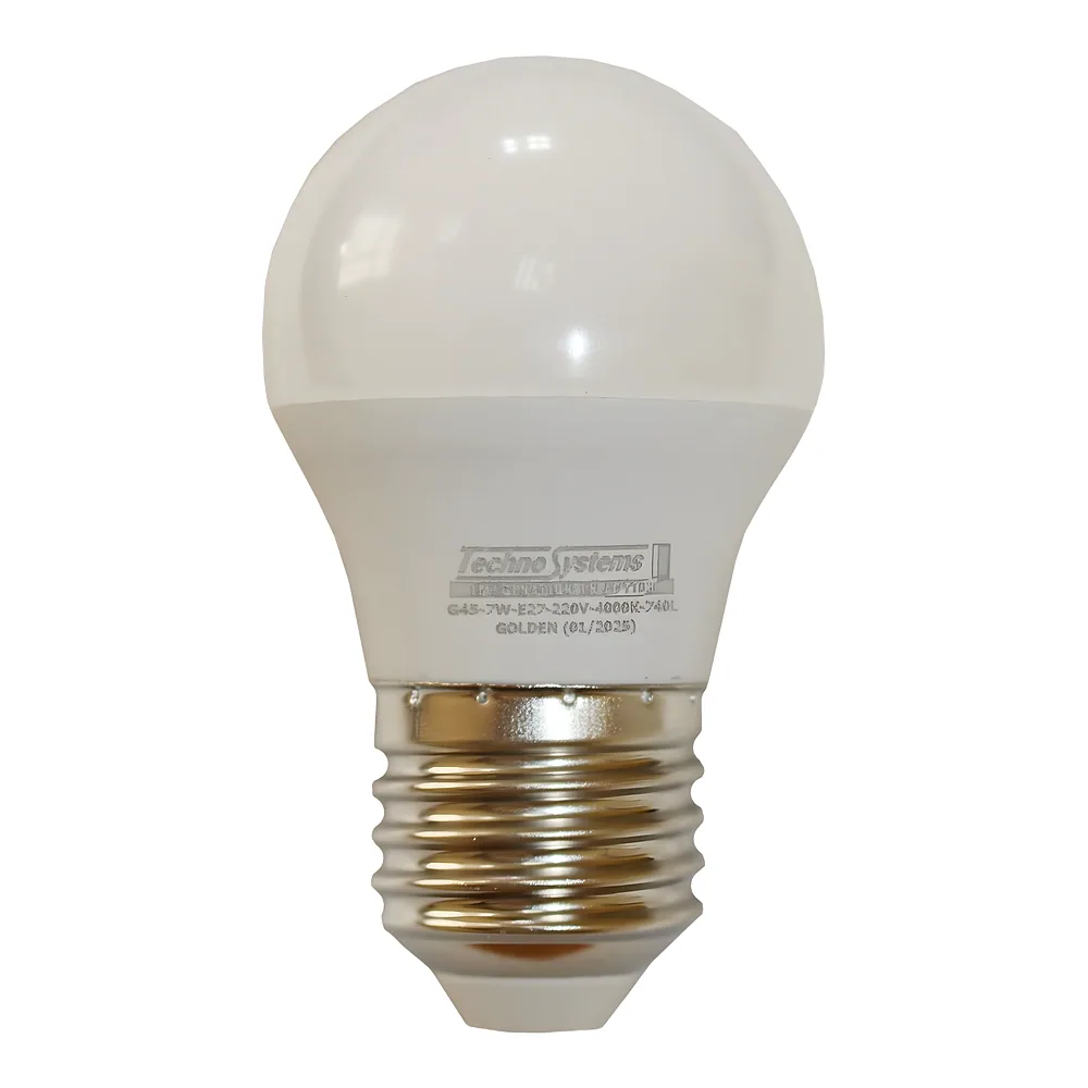 Світлодіодна лампа LED Bulb-G45-7W-E27-220V-4000K-740L GOLDEN BULB TECHNO SYSTEM TNSy5000036