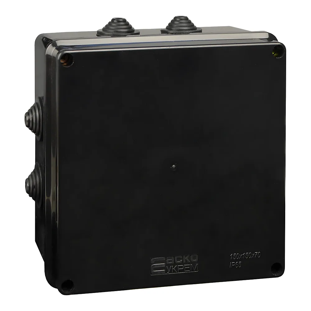Коробка розподільча серії UAtmo Jet Black 150х150х70 мм, 9 шт в упаковці Аско-Укрем A0150170035