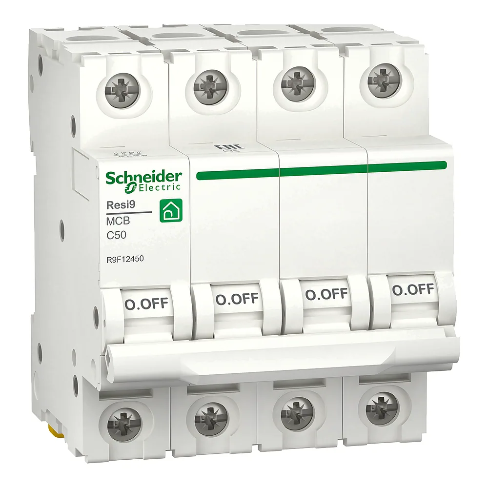 Автоматичний вимикач RESI9 C 50 А 4P 6000 А Schneider Electric R9F12450