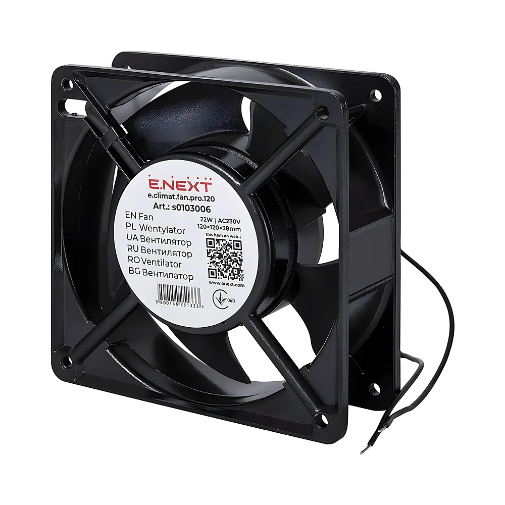 Вентилятор e.climat.fan.pro.120 120х120х38 мм 22 Вт 230 В AC E.NEXT s0103006