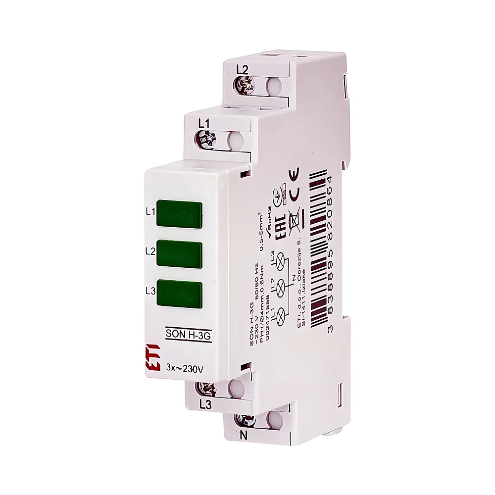 Індикатор наявності напруги SON H-3G 3x зелений LED трифазний ETI 2471556