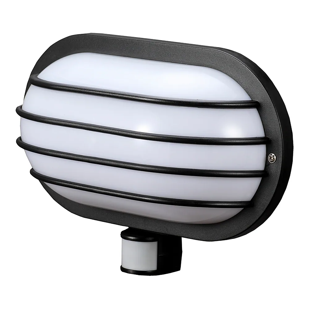 Світильник настінний з датчиком руху e.sensor.lum.69.e27.black(чорний) 180°, IP44