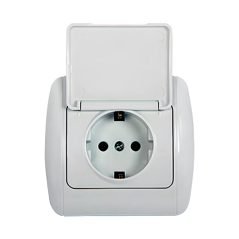 Розетка Standard New e.install.stand.810C з заземленням з кришкою біла E.NEXT s035028