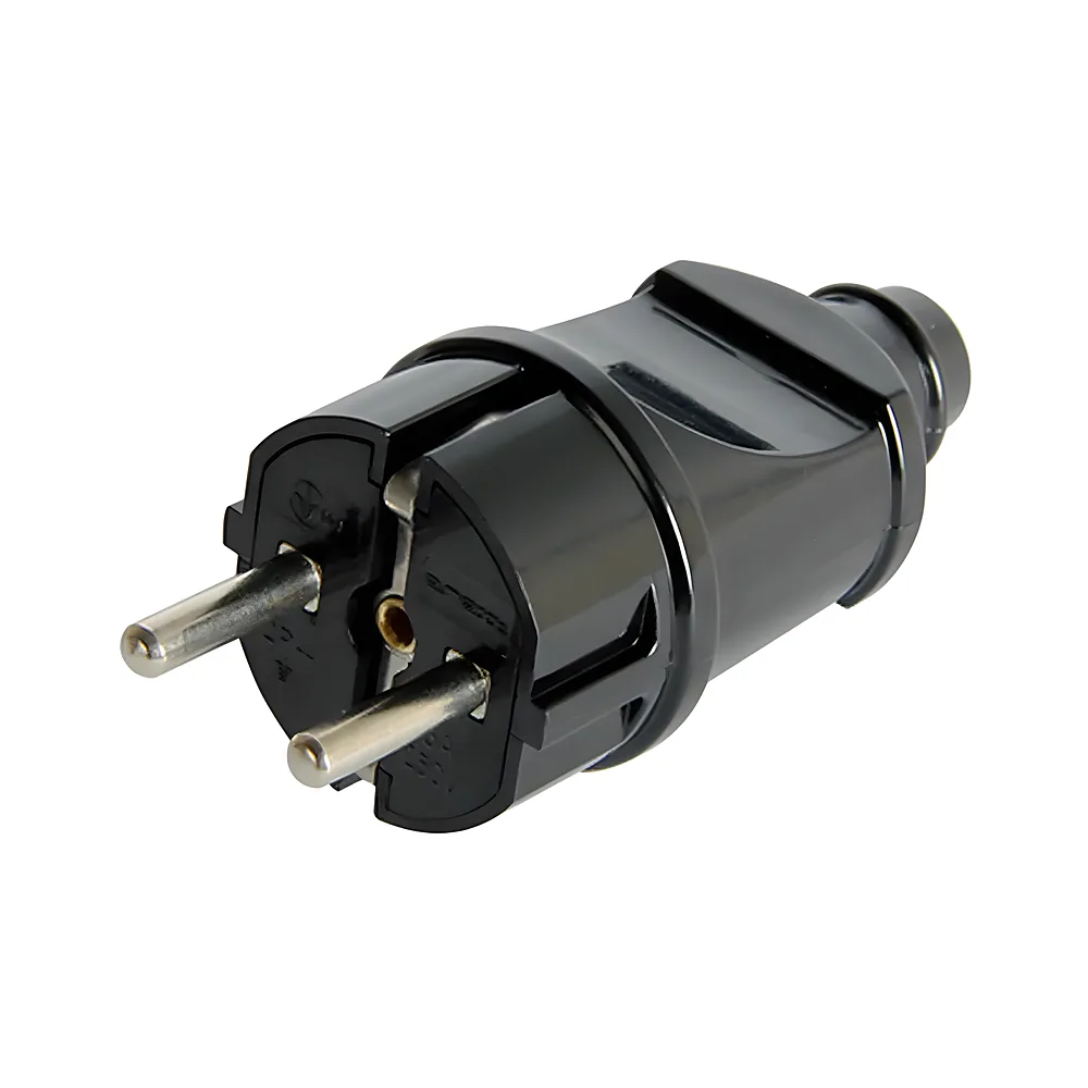 Вилка побутова e.plug.straight.004.16 з заземленням 16 А пряма чорна E.NEXT s9100003