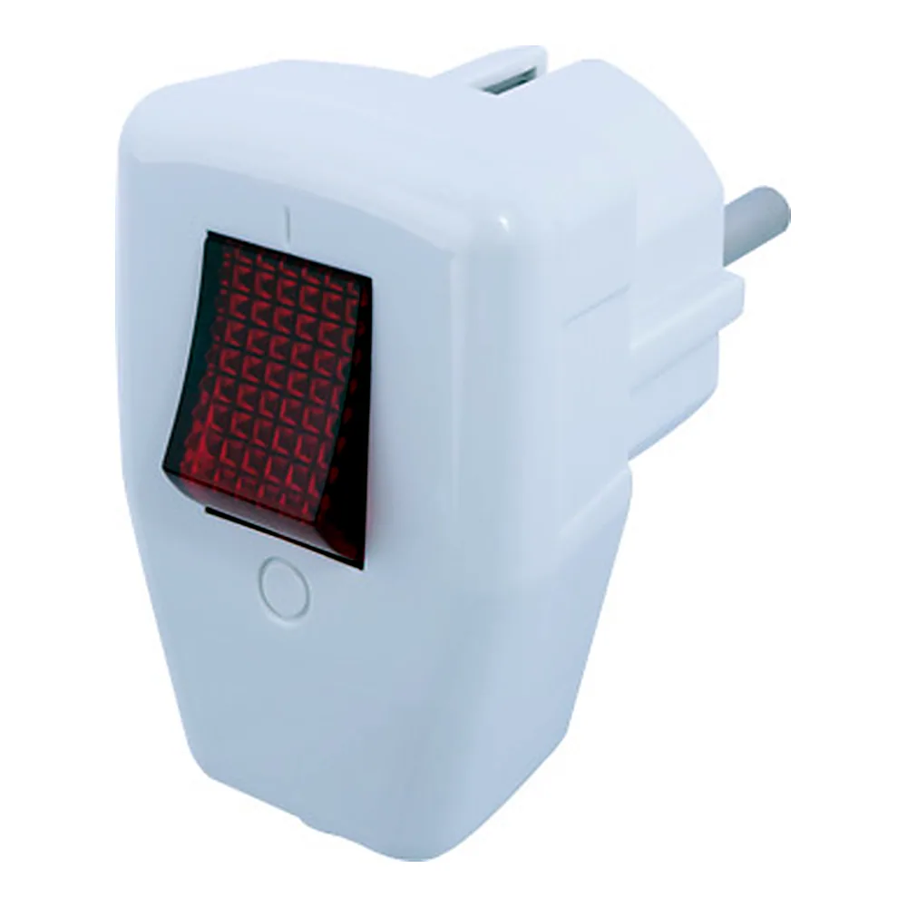 Вилка побутова IEK e.plug.angle.009.16 з з/к 16А кутова біла з вимикачем s9100048