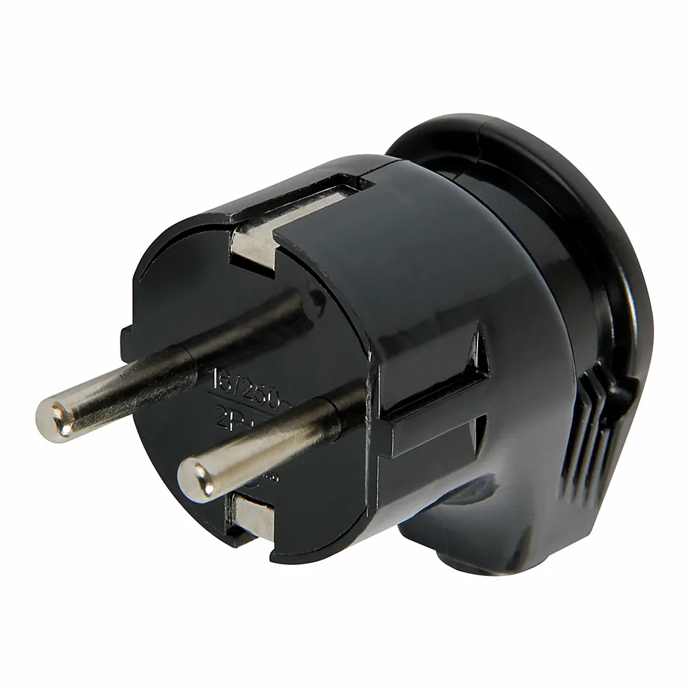 Вилка побутова IEK e.plug.angle.008.16 з з/к 16А кутова чорна s9100005