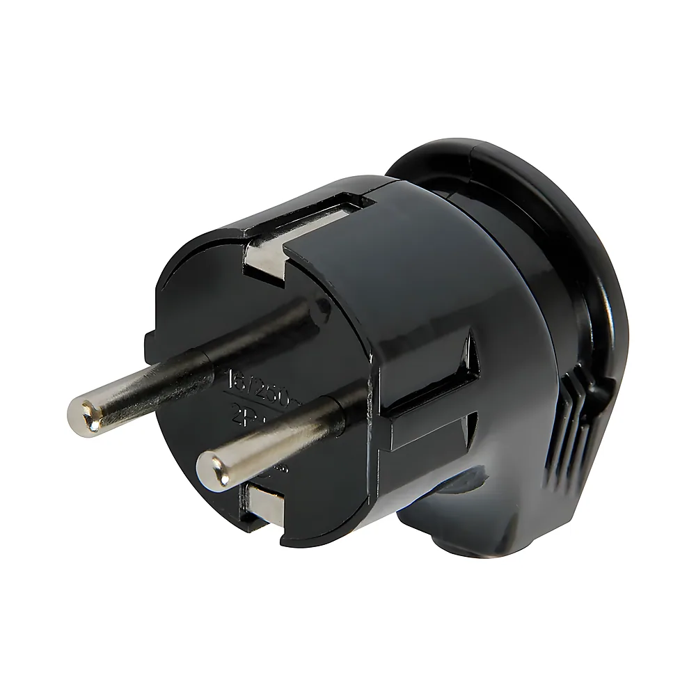 Вилка побутова e.plug.angle.008.16 з заземленням 16 А кутова чорна E.NEXT s9100005