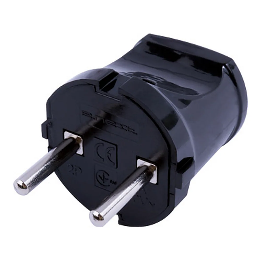 Вилка побутова IEK e.plug.002.10 без з/к 10А чорна s9100045
