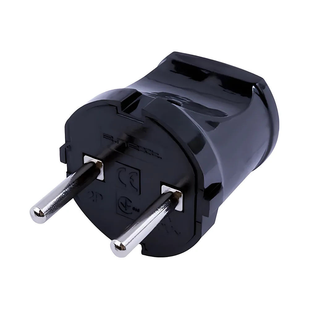 Вилка побутова e.plug.002.10 без заземлення 10 А чорна E.NEXT s9100045