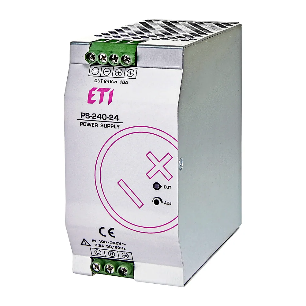 Блок живлення PS-240-24 (Вхід: 100-240V AC/140-340V DC; Вихід: 24-28V DC/240W/10A), ЕТІ