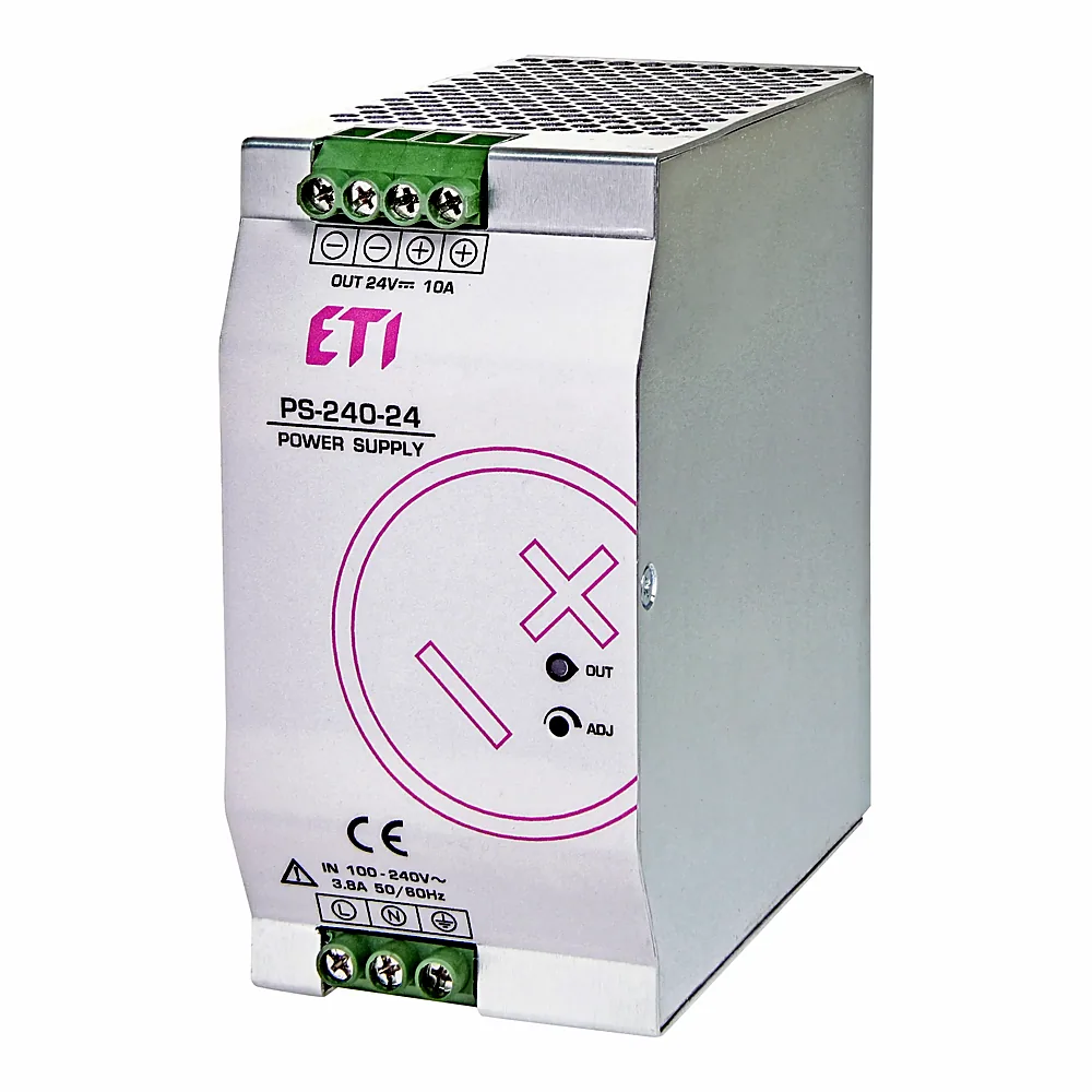 Блок живлення PS-240-24 (Вхід: 100-240V AC/140-340V DC; Вихід: 24-28V DC/240W/10A), ЕТІ