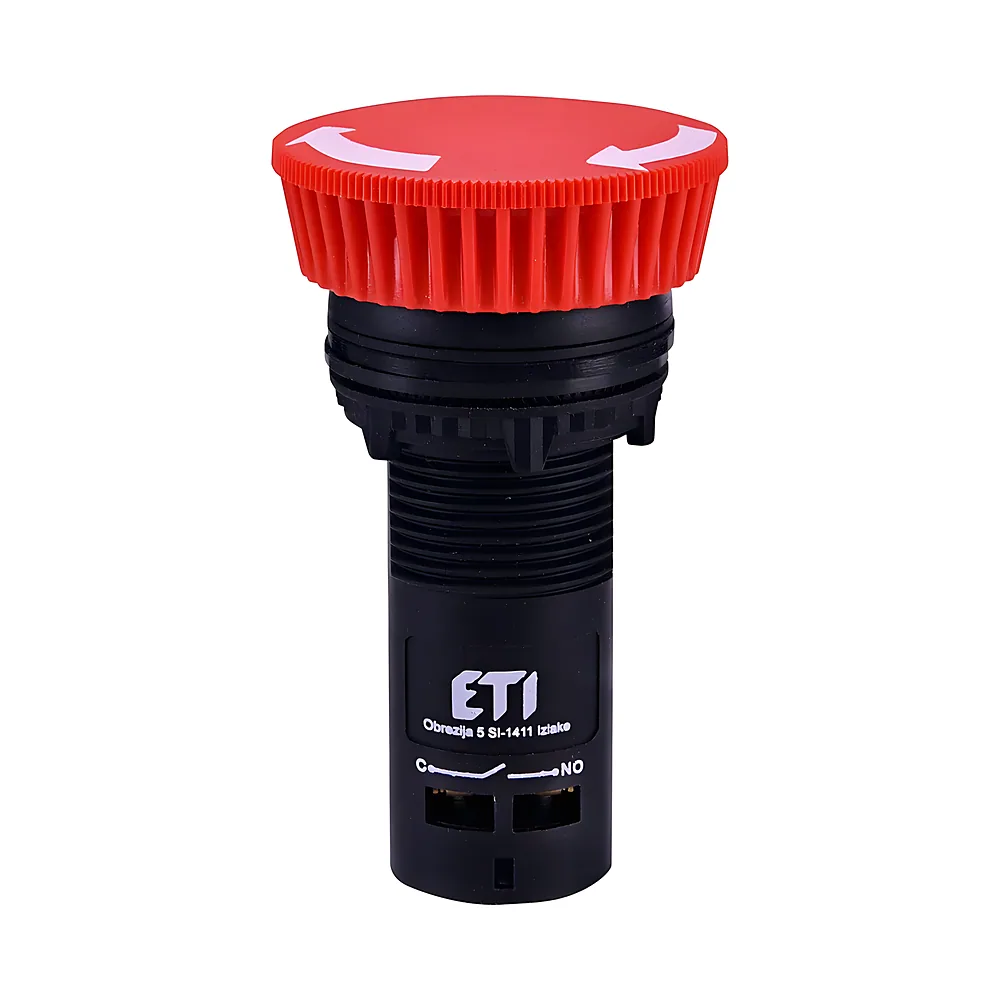 Кнопка моноблочна грибок ECM-T10-R відключення поворотом 1NO червона ETI 4771482