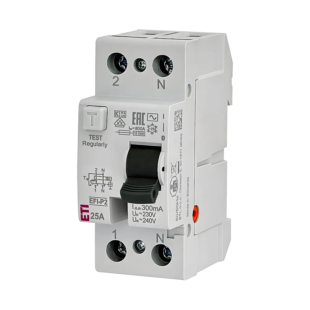 Пристрій захисного відключення реле диференційне 2P EFI-P2 25/0,3 тип AC 10 кА ETI 2061231