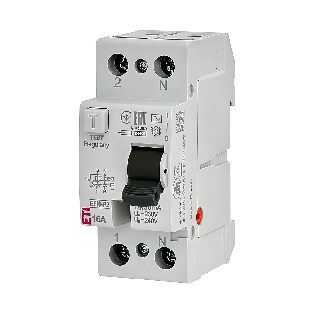 Пристрій захисного відключення EFI6-P2 2P 16 А 30 мА AC 6 кА ETI 2061250