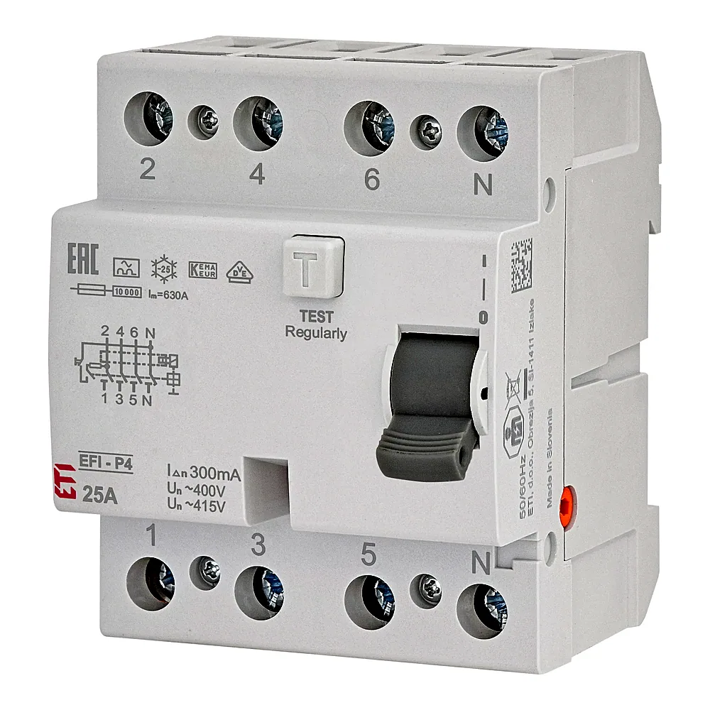 Пристрій захисного відключення ETI EFI6-P4 63/0,3 тип A 6kA 2061673