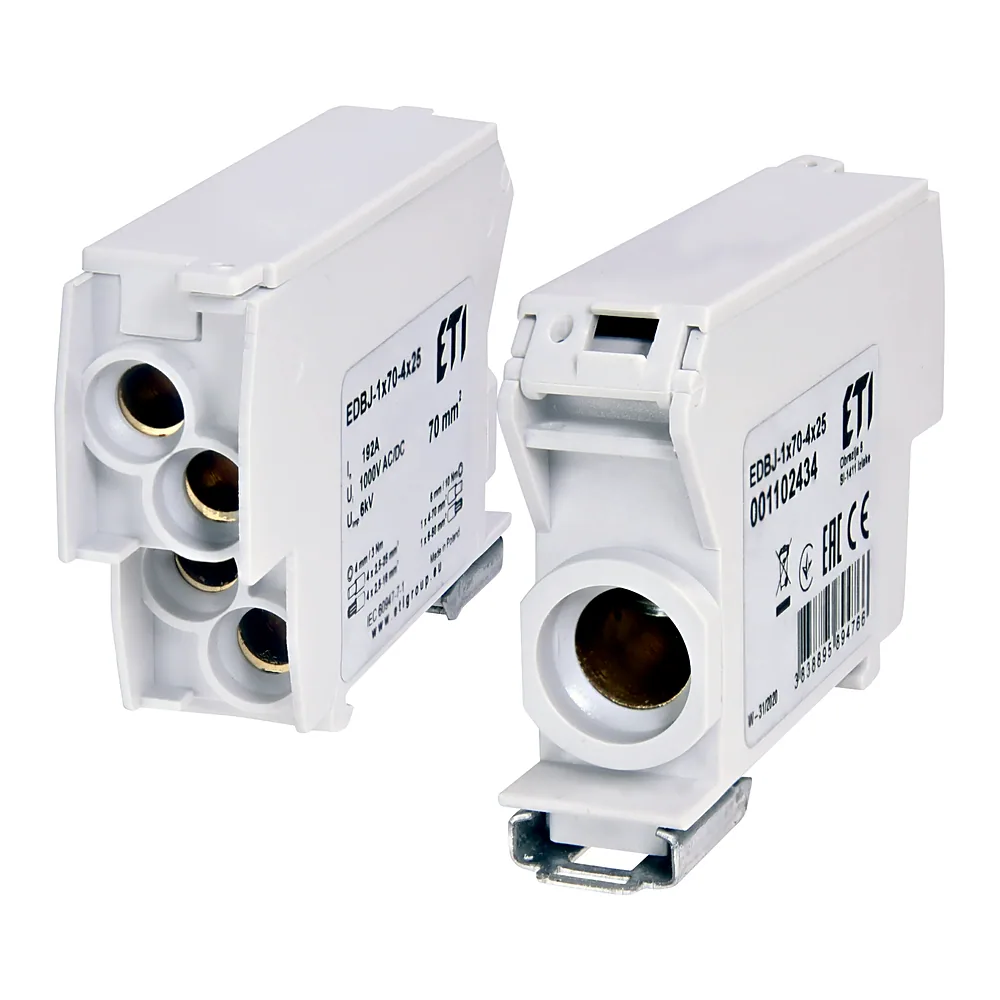 Блок розподільчий ETI EDBJ-1x70-4x25 192A 1000V AC/1500V DC 1x70 4x25 сірий 1102434