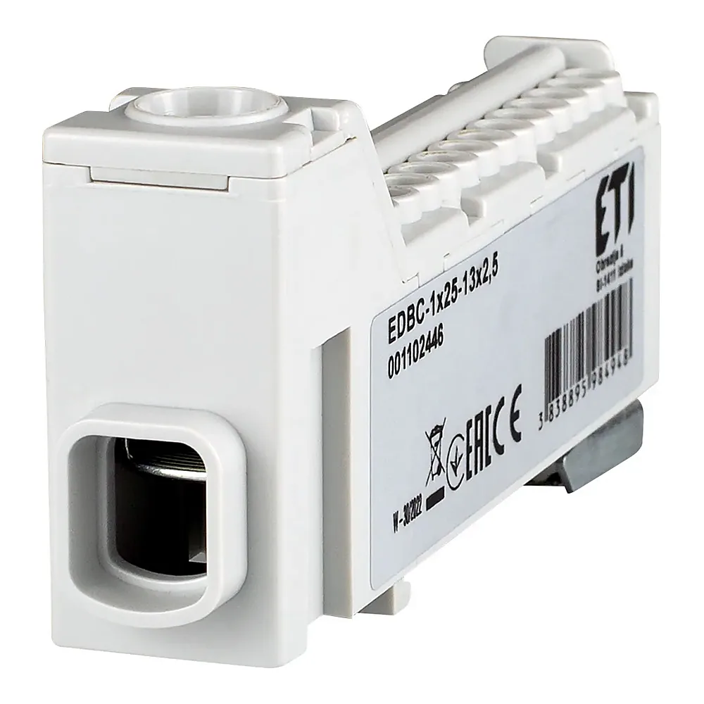 Блок розподільчий ETI EDBC-1x25-13x2,5 63A 1000V AC/1500V DC 1x25 13x2,5 сірий 1102446