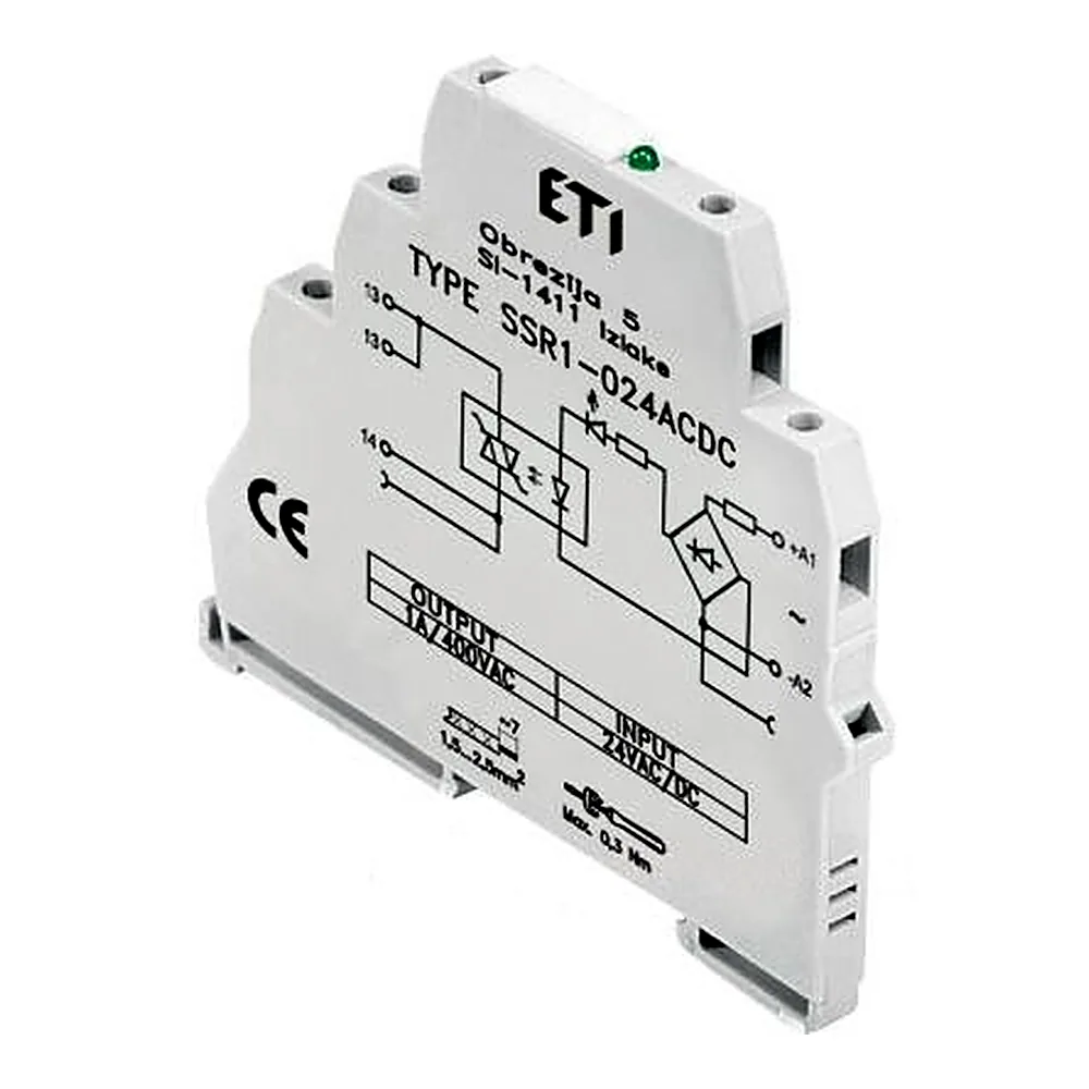 Реле інерфейсне SSR1-230 ACDC (тиристорне, 1NO, 1.2A AC1, 400V AC), ETI