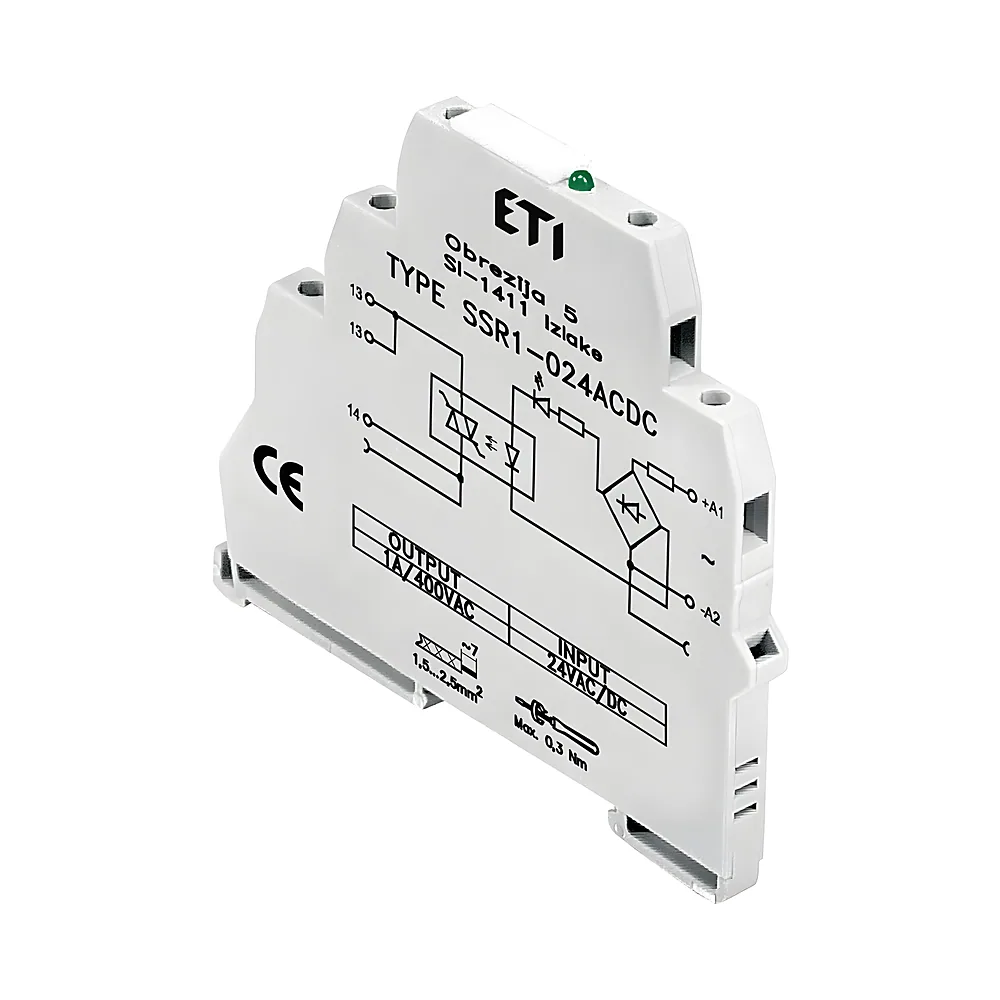 Реле твердотільне інтерфейсне SSR1-230 ACDC тиристорне 1NO 1,2 А AC1 400 В AC ETI 2473051