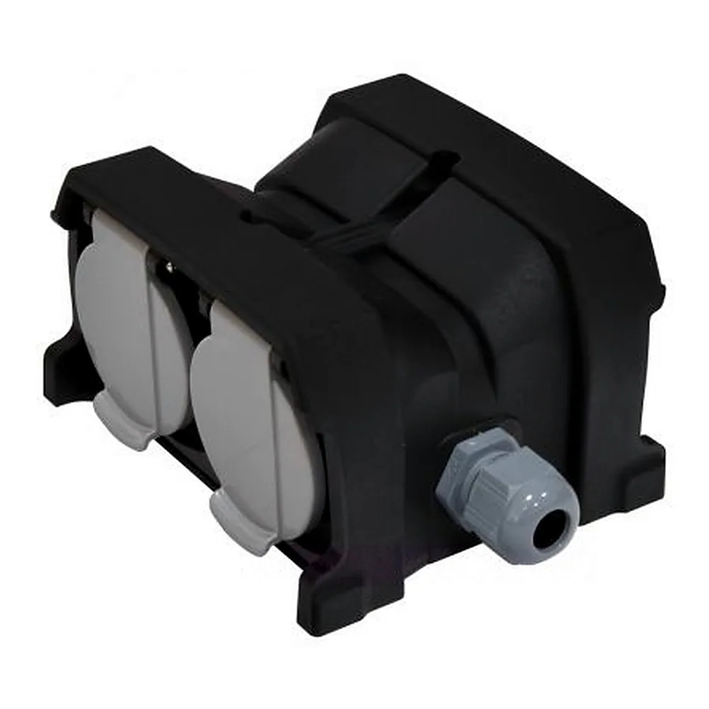 Розетка ETI ERS-4CM кабельна 4-на з кришкою Schuko IP44 чорна 4481015