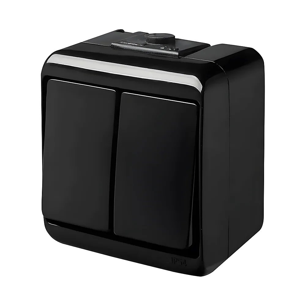 Вимикач Hermetics VHE-2-BL 2-клавішний IP54 чорний ETI 4668081