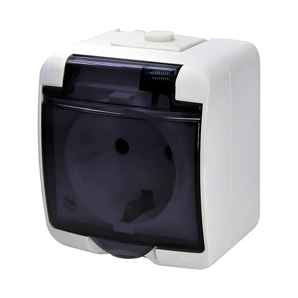 Розетка Schuko 1-постова з димчастою кришкою IP54 RHE-1sd ETI 4668016