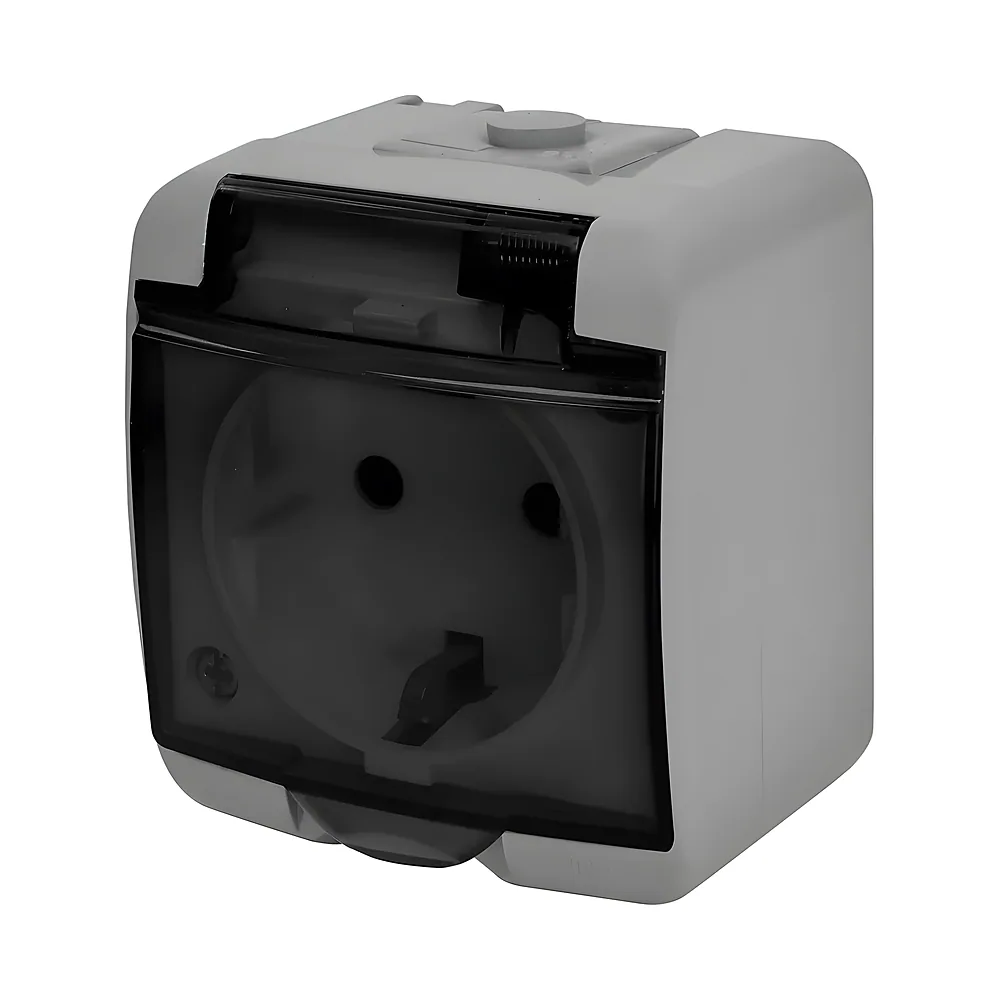 Розетка Schuko 1-постова з димчастою сірою кришкою IP54 RHE-1sd-SR ETI 4668071