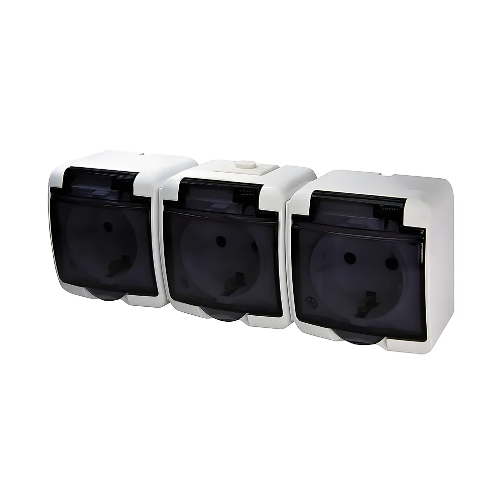 Розетка Schuko 3-постова з димчастою кришкою IP54 RHE-3sd ETI 4668024