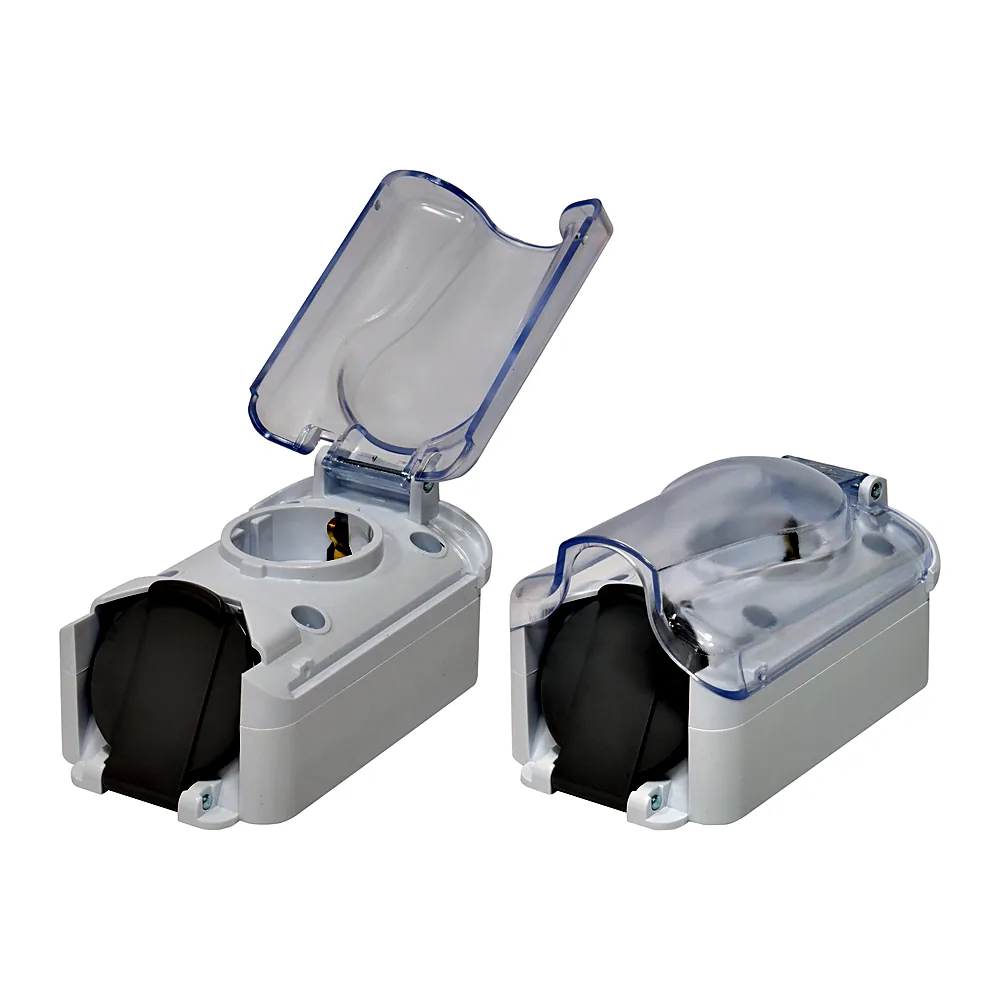 Розетка 2-на з кришк. PRE-2PC для вилки PKB-90  (Schuko, IP44, 16A, 250V, полікарбонат)