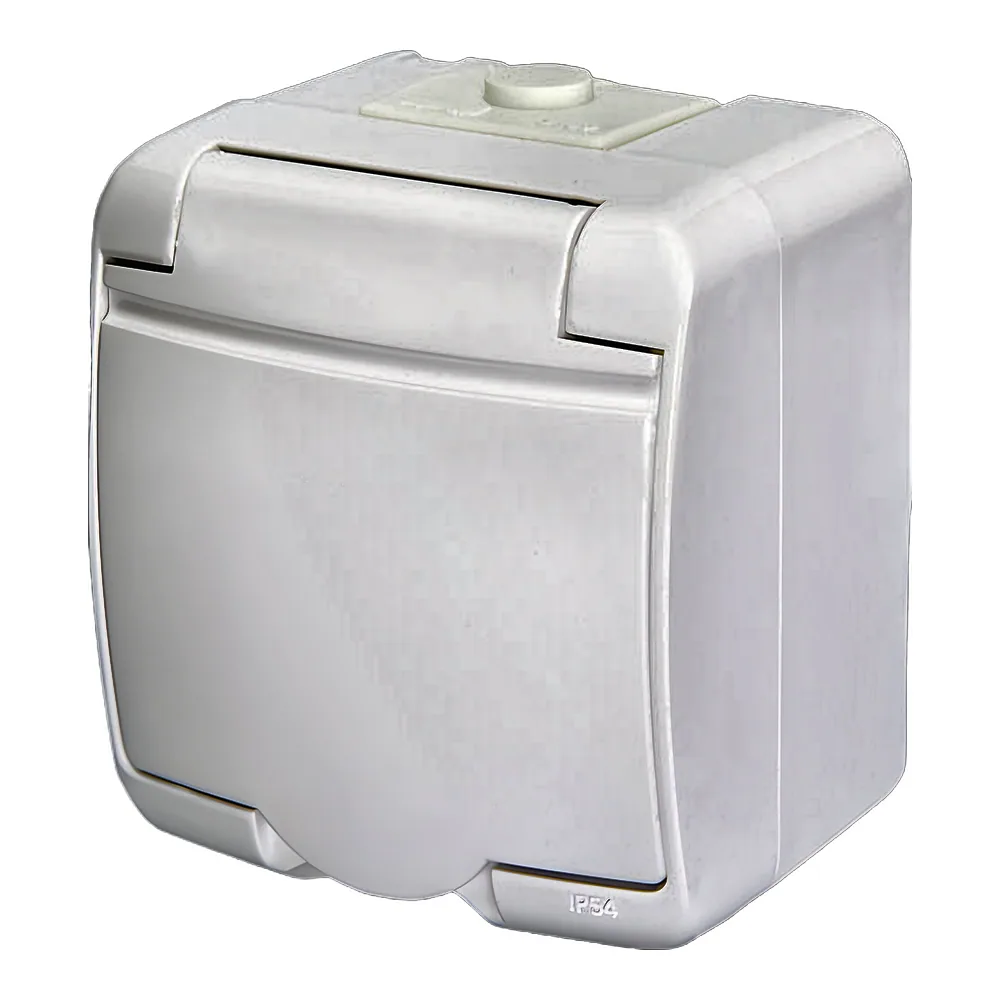 Розетка Schuko 1-постова з білою кришкою IP54 RHE-1s ETI 4668015