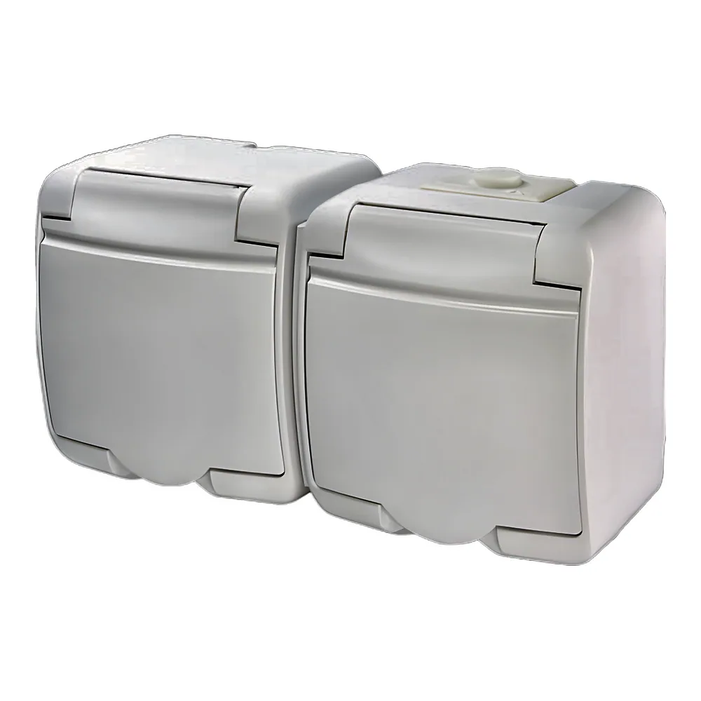 Розетка Schuko 2-постова з білою кришкою IP54 RHE-2s ETI 4668019