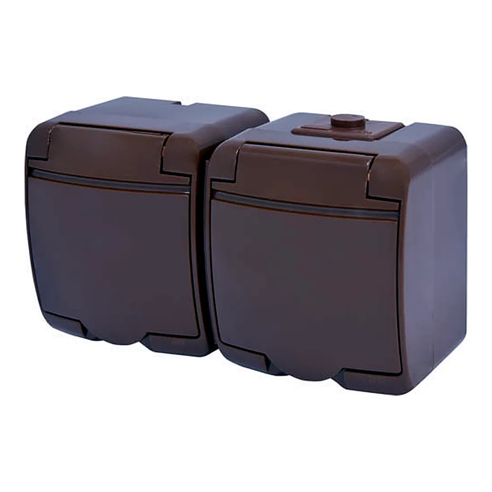 Розетка ETI Hermetics RHE-2s-KR Schuko подвійна з кришкою IP54 4668052