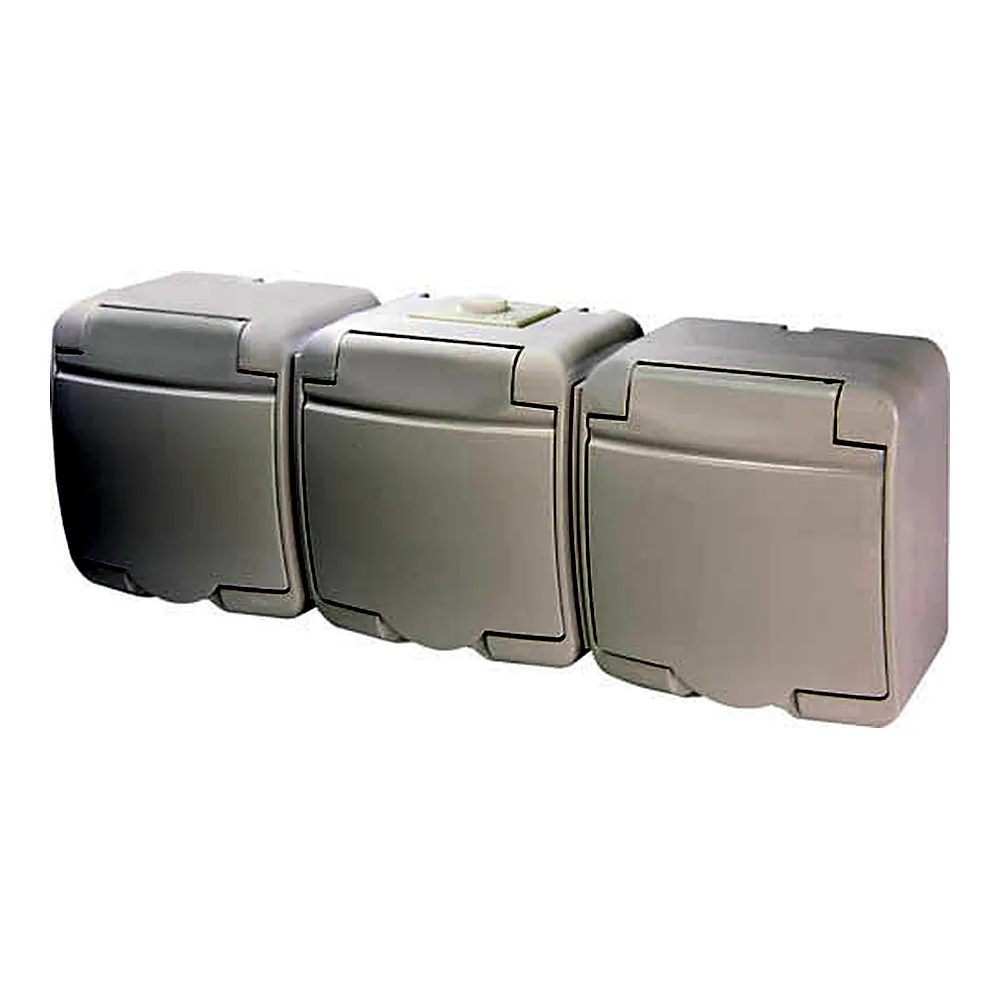 Розетка ETI Hermetics RHE-3s Schuko потрійна з кришкою IP54 4668023