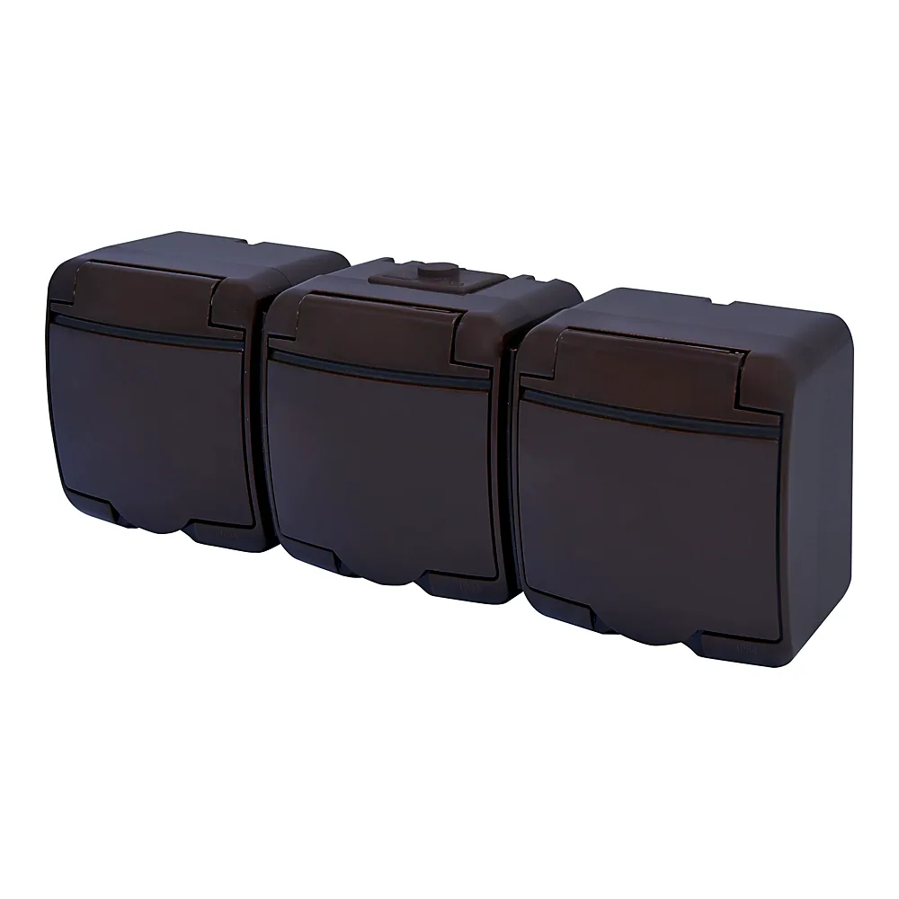 Розетка ETI Hermetics RHE-3s-KR Schuko потрійна з кришкою IP54 4668054