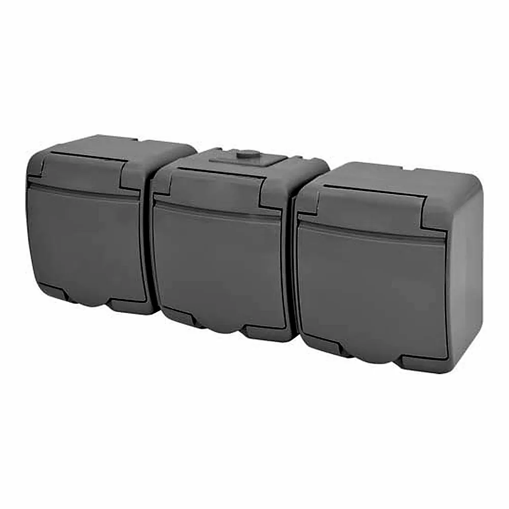 Розетка ETI Hermetics RHE-3s-SR Schuko потрійна з кришкою IP54 4668074
