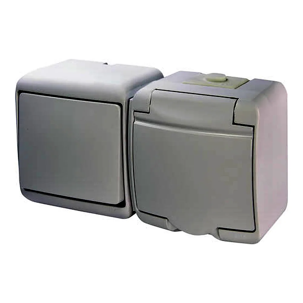 Розетковий блок ETI Hermetics VRHH-1s 1кл вимикач + 1 розетка Schuko IP54 біла 4668031