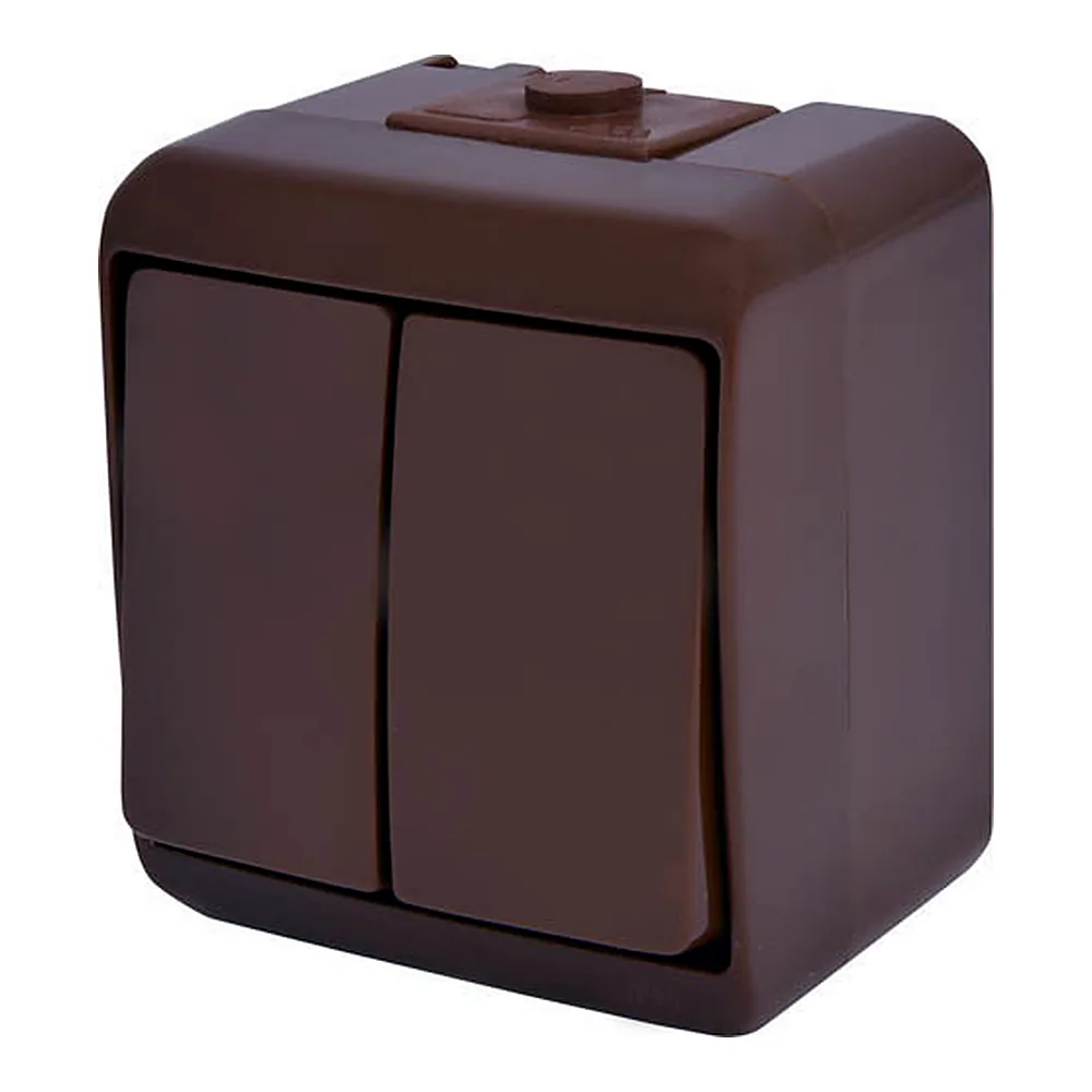 Вимикач 2-клавішний (коричневий) (IP54) VHE-2-KR, ETI