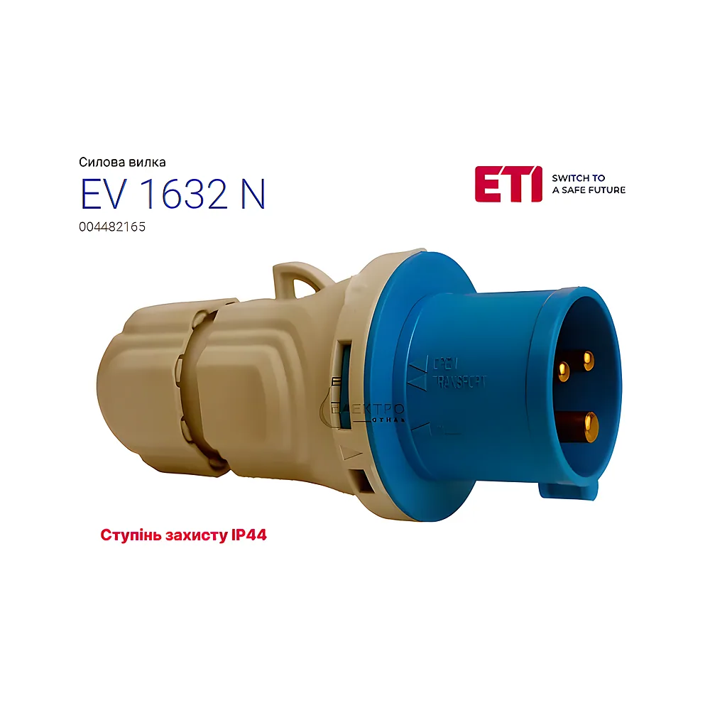 Вилка вбудована EV-1632N 2P+PE 16 А 230 В IP44 ETI 4482165
