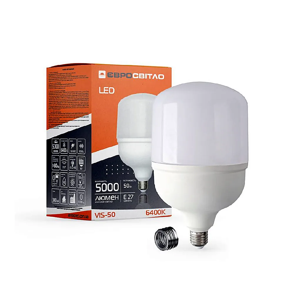 Світлодіодна лампа Євросвітло VIS-50-E40 50W 6400K 000040896
