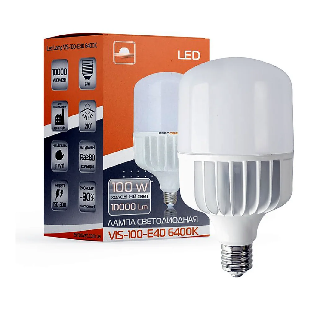 Світлодіодна лампа Євросвітло VIS-100-E40 100W 6400K 000040894