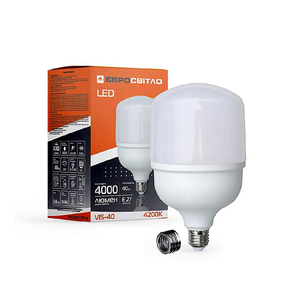 Світлодіодна лампа Євросвітло VIS-40-E40 40W 6400K 000040895