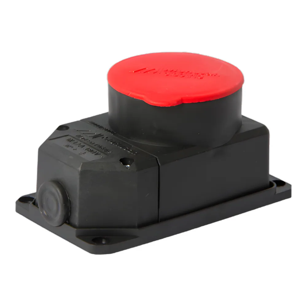 Силова розетка стаціонарна з захисною кришкою каучукова e.socket.rubber.072.32 4P 32 А чорна E.NEXT s9100034