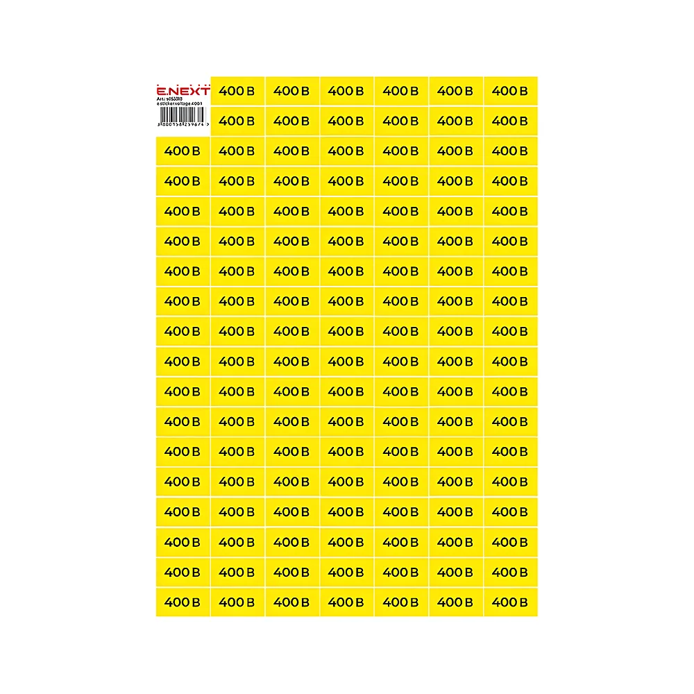 Наліпка 400 В e.sticker.voltage.400.1 40х20 мм аркуш (102 шт) E.NEXT s053318