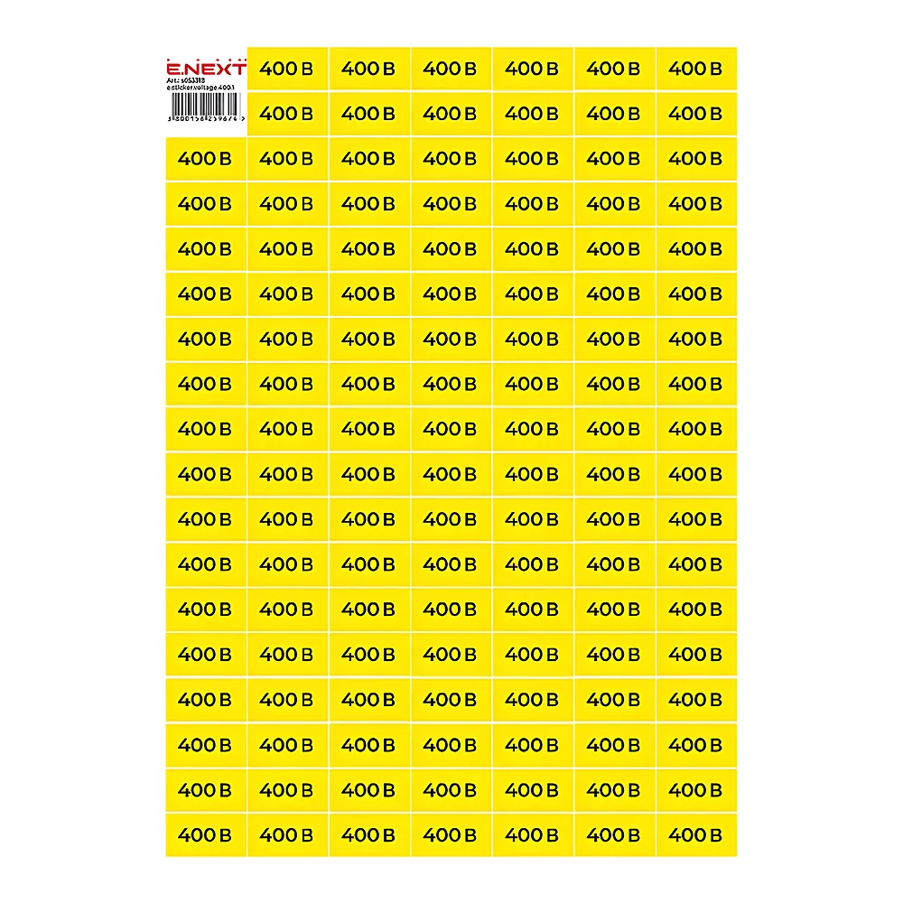 Наліпка 400 В e.sticker.voltage.400.1 40х20 мм аркуш (102 шт) E.NEXT s053318