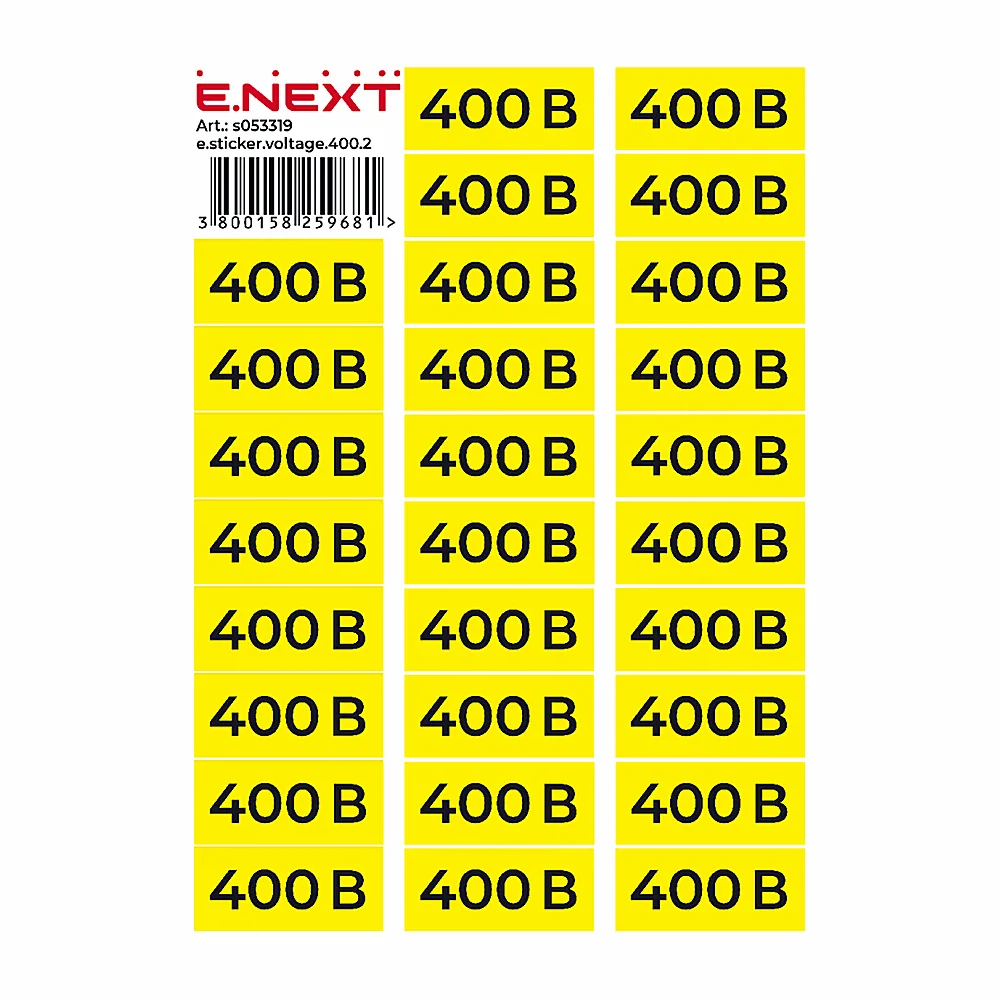 Наліпка E.NEXT 400В e.sticker.voltage.400.2 90x38 мм s053319